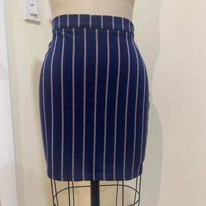 Blue striped pencil skirt